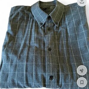 rag & bone Men's Charcoal Gray Windowpane Button-Down Shirt